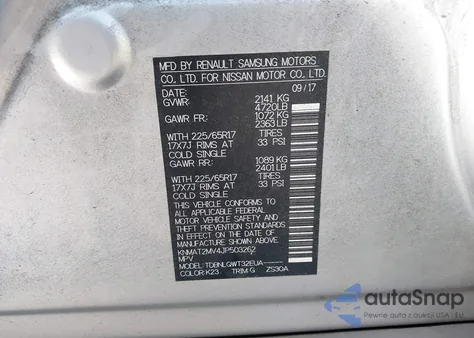 2018 Nissan Rogue Sv z USA, uszkodzony, nr VIN KNMAT2MV4JP503262